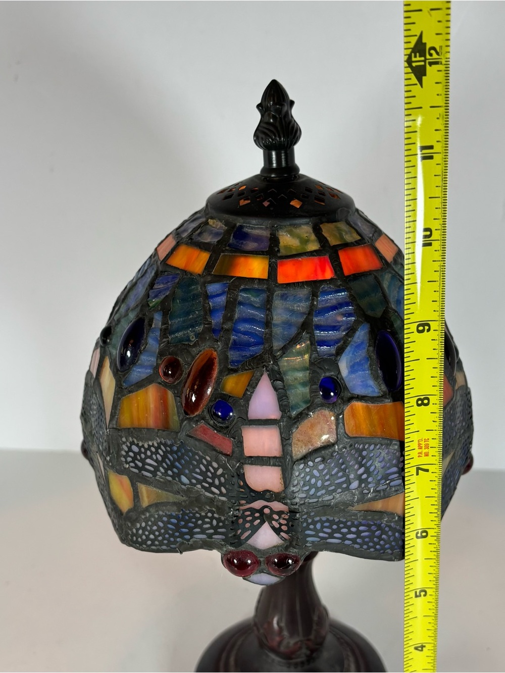 Tiffany Style Stained Glass Lamp Dragonfly Table Boudoir Vintage 12” Cottagecore - Picture 9 of 11